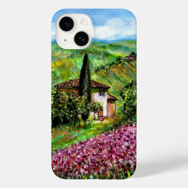 Coques Case-Mate iPhone IRISES EN Toscane, Champs de fleurs violettes pays (Verso)