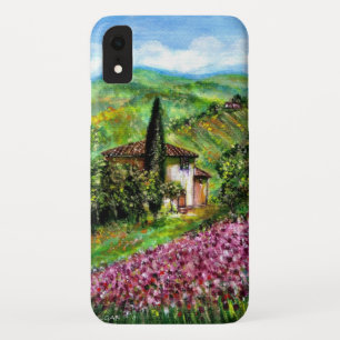 Coque Pour iPhone XR IRISES EN Toscane, Champs de fleurs violettes pays