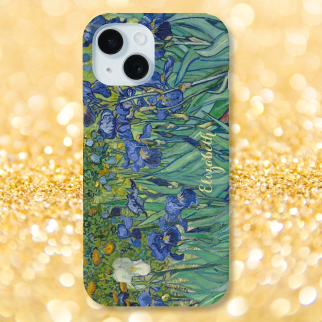 Coques Case-Mate iPhone Irises Fleurs Van Gogh Floral Art Monogrammé (Irises Flowers Van Gogh Floral Art Monogrammed Case-Mate iPhone Case)