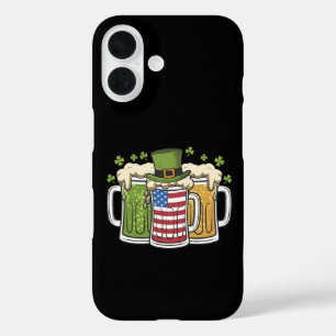 Coque Pour iPhone 16 Irish Beer Irlande USA Drapeau américain St Patric