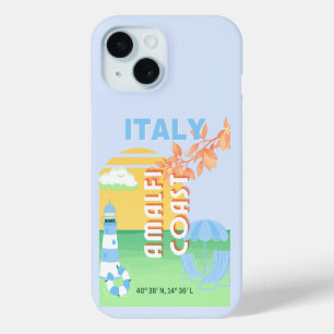 Coque Case-Mate iPhone Italie Travel Art, Côte d'Amalfi, Preppy, Bleu