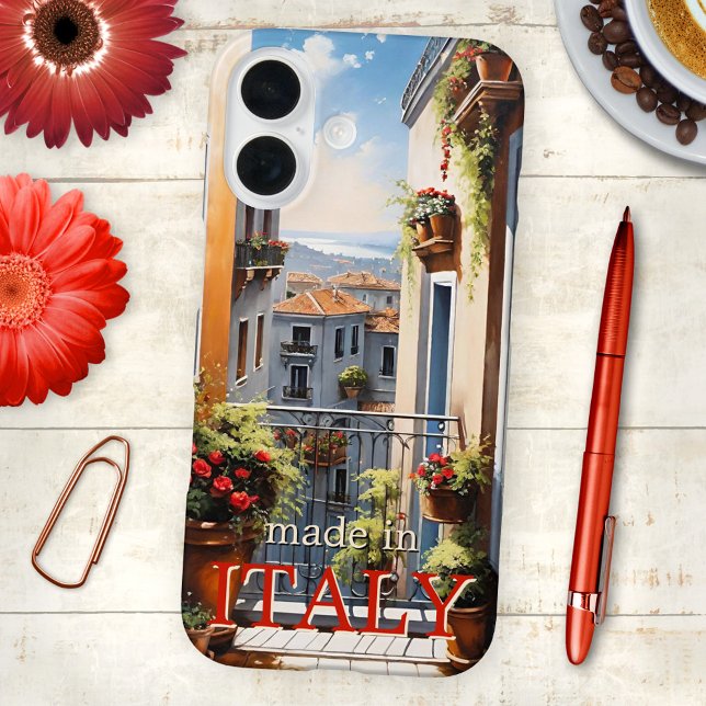 Coques Case-Mate iPhone Italie Vue depuis un balcon italien (Love Italy fun phone case featuring a watercolor painting of a view from an Italian balcony)