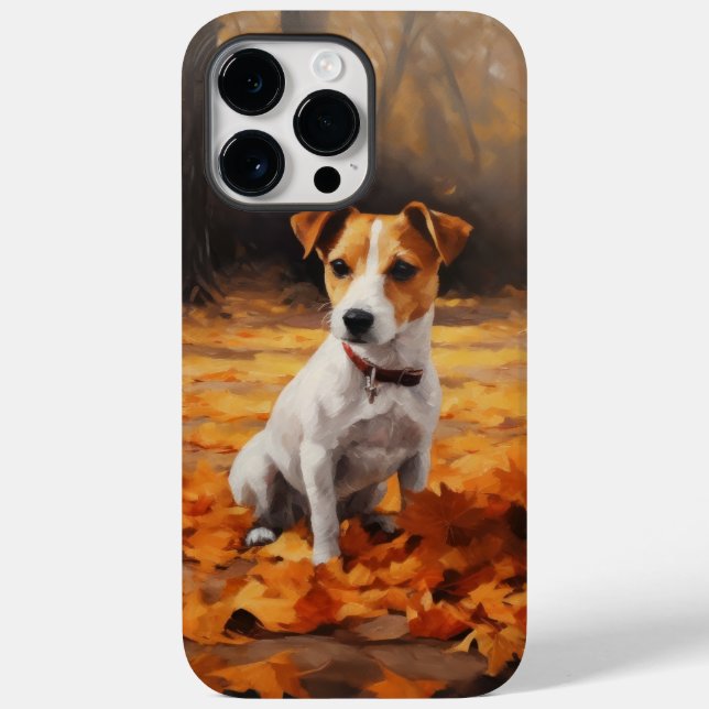 Coques Case-Mate iPhone Jack Russell dans les feuilles d'automne tombent i (Verso)