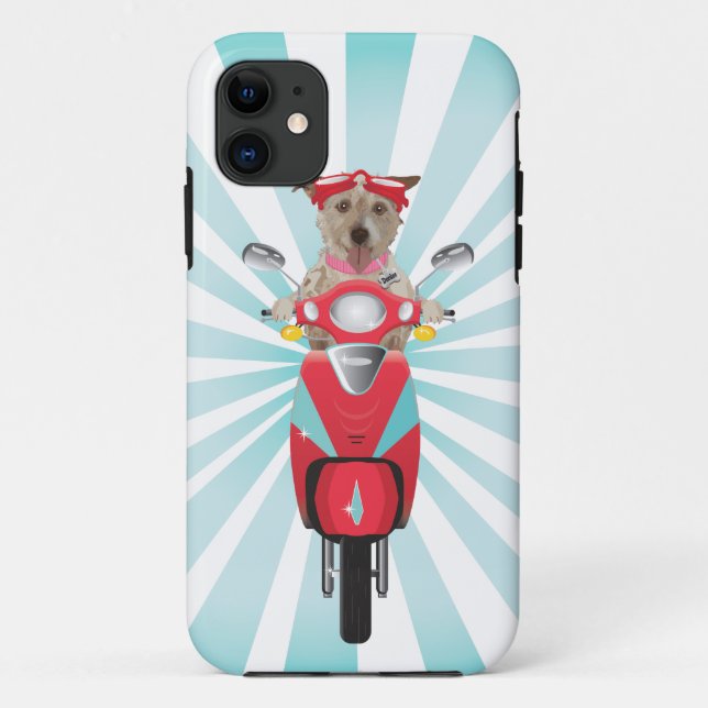 Coques Case-Mate iPhone Jack Russell Terrier sur Red Moped (Dos)