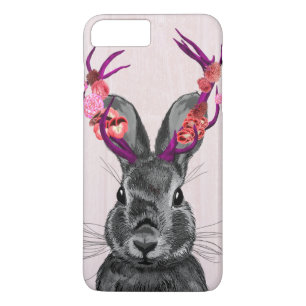 Coque iPhone 8 Plus/7 Plus Jackalope avec les andouillers roses 2