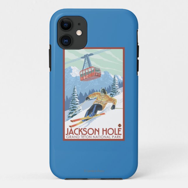 Coques Case-Mate iPhone Jackson Hole, skieur du Wyoming et tram (Dos)