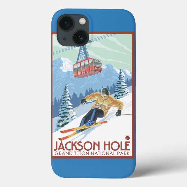 Coques Case-Mate iPhone Jackson Hole, Wyoming Skier and Tram (Verso)