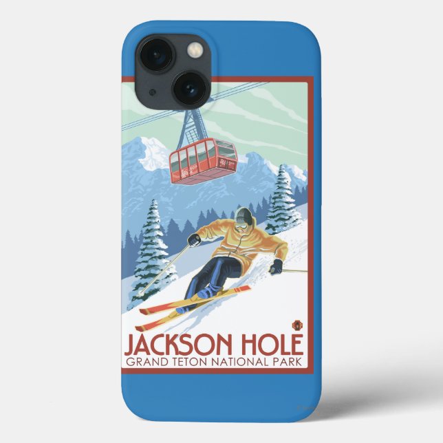 Coques Case-Mate iPhone Jackson Hole, Wyoming Skier et Tramway (Verso)