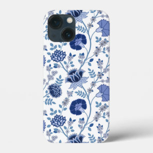 Case-Mate iPhone Case Jacobean Floral Big Motif Blues sur blanc