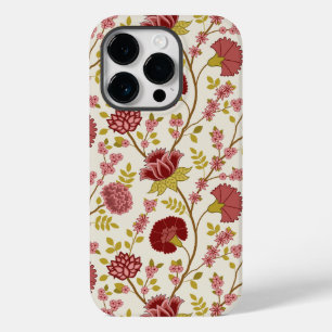 Coque Case-Mate iPhone Jacobean Floral Grand Motif Reds Pinks Gold Creme