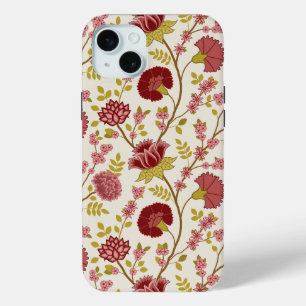 Coque Case-Mate iPhone Jacobean Floral Grand Motif Reds Pinks Gold Creme
