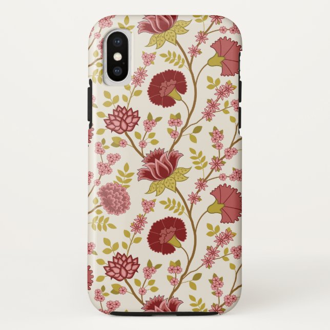 Coques Case-Mate iPhone Jacobean Floral Grand Motif Reds Pinks Gold Creme (Dos)