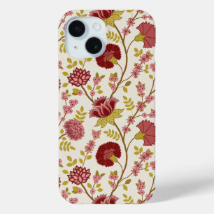 Coque Case-Mate iPhone Jacobean Floral Grand Motif Reds Pinks Gold Creme