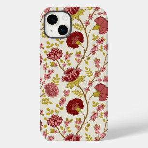 Coque Case-Mate iPhone Jacobean Floral Grand Motif Reds Pinks Gold Creme