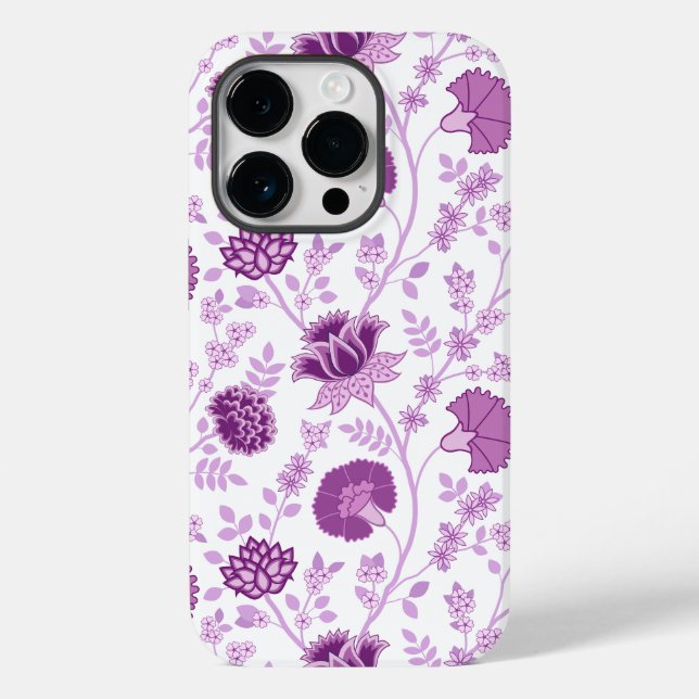 Coques Case-Mate iPhone Jacobean Floral Grand Motif rose sur blanc (Verso)