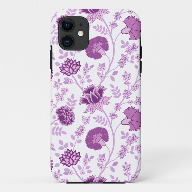 Coques Case-Mate iPhone Jacobean Floral Grand Motif rose sur blanc (Dos)