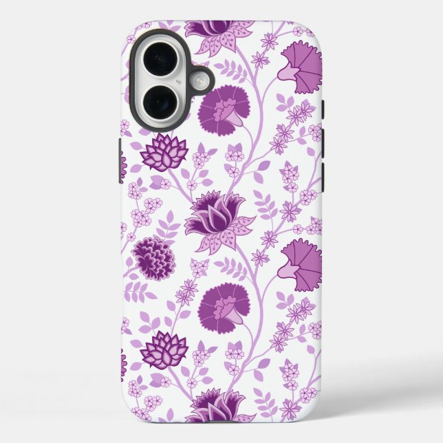 Coques Case-Mate iPhone Jacobean Floral Grand Motif rose sur blanc (Verso)