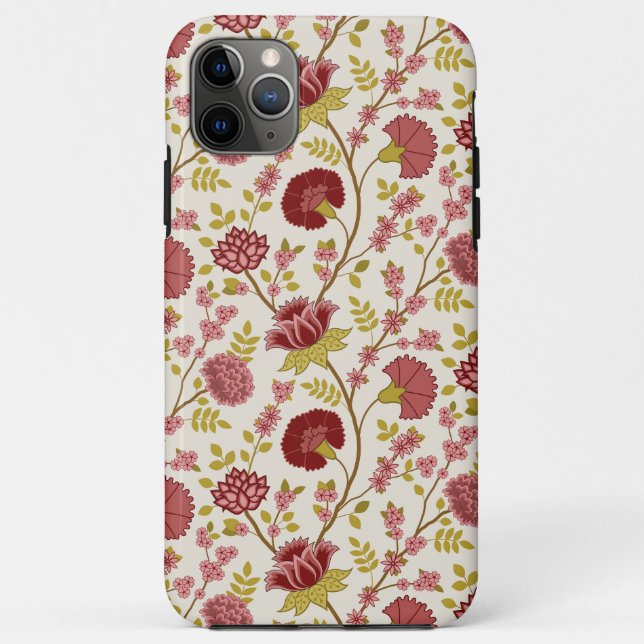 Coques Case-Mate iPhone Jacobean Floral Pattern Rouge Rose Gold Crème (Dos)