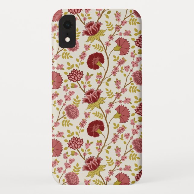Coques Case-Mate iPhone Jacobean Floral Pattern Rouge Rose Gold Crème (Dos)