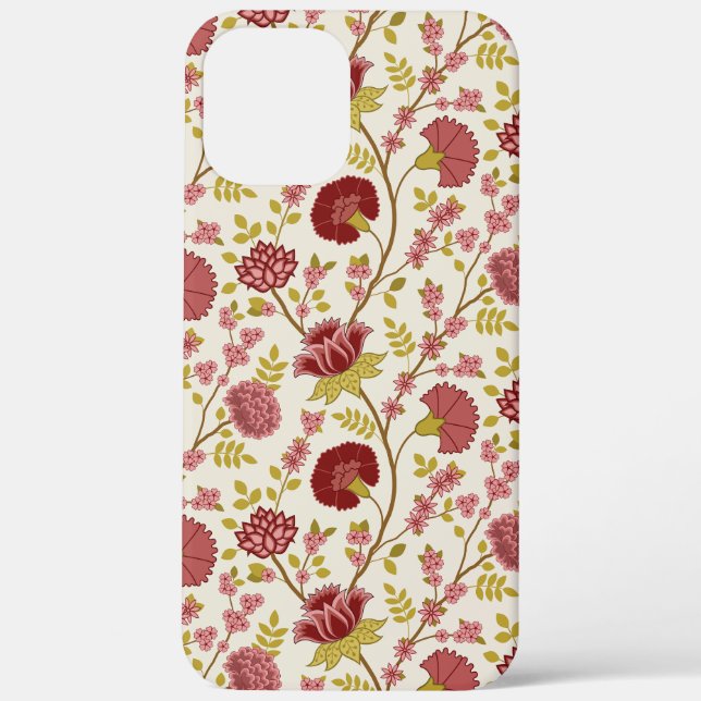 Coques Case-Mate iPhone Jacobean Floral Pattern Rouge Rose Gold Crème (Verso)