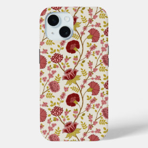 Coque Case-Mate iPhone Jacobean Floral Pattern Rouge Rose Gold Crème