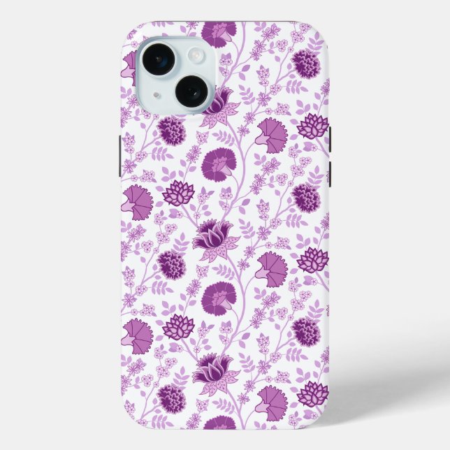 Coques Case-Mate iPhone Jacobean Floral Répétition Motif Pinks sur Blanc (Verso)