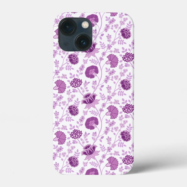 Coques Case-Mate iPhone Jacobean Floral Répétition Motif Pinks sur Blanc (Verso)