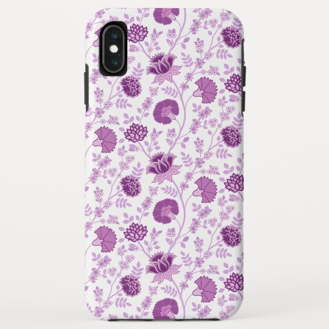 Coques Case-Mate iPhone Jacobean Floral Répétition Motif Pinks sur Blanc (Dos)