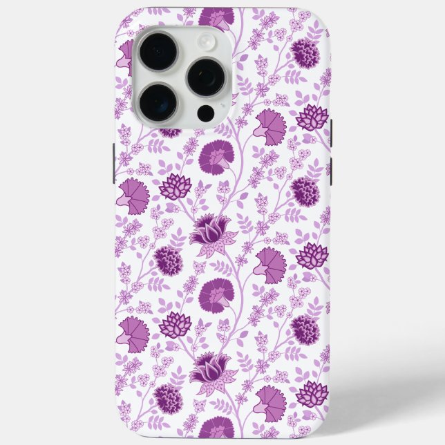 Coques Case-Mate iPhone Jacobean Floral Répétition Motif Pinks sur Blanc (Verso)