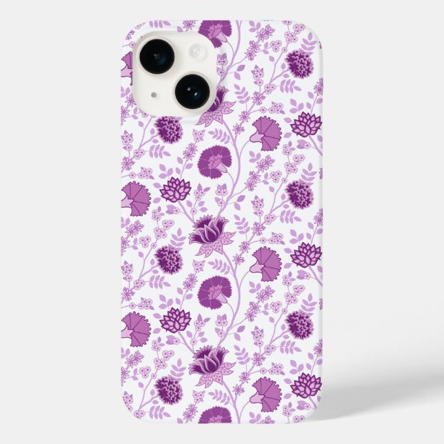 Coques Case-Mate iPhone Jacobean Floral Répétition Motif Pinks sur Blanc (Verso)