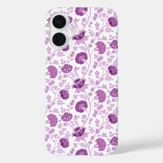 Coques Case-Mate iPhone Jacobean Floral Répétition Motif Pinks sur Blanc (Verso)