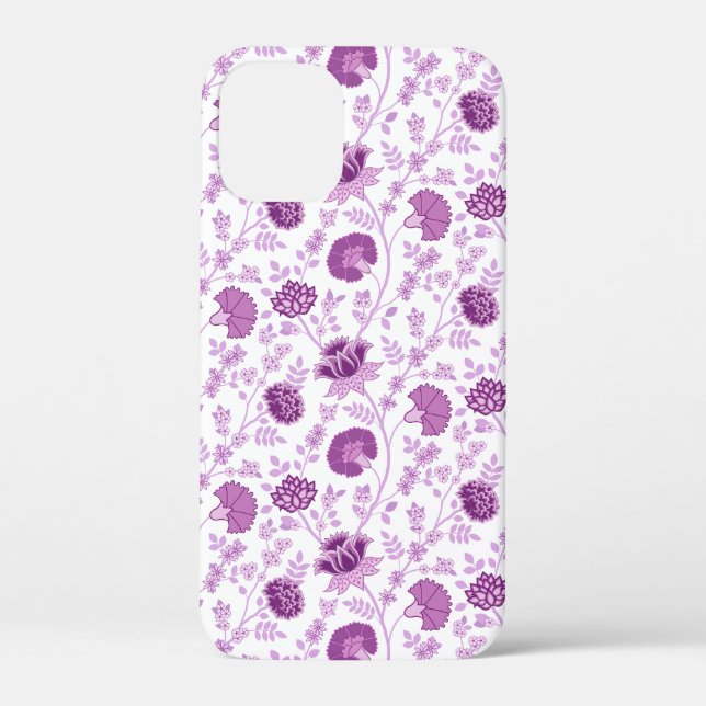 Coques Case-Mate iPhone Jacobean Floral Répétition Motif Pinks sur Blanc (Verso)