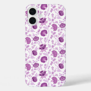 Coque Pour iPhone 16 Plus Jacobean Floral Répétition Motif Pinks sur Blanc