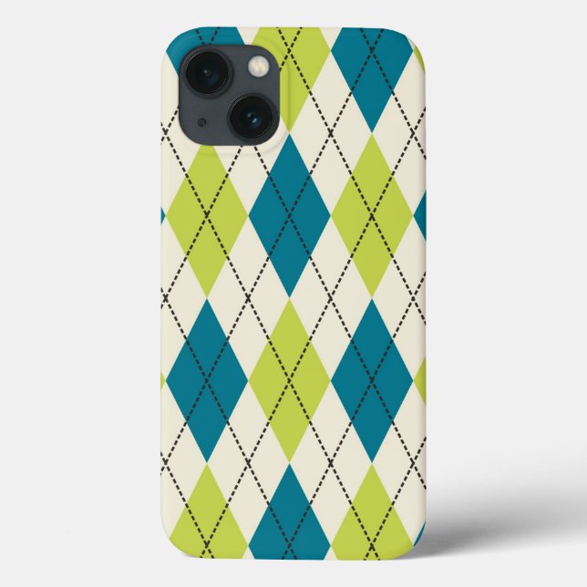 Coques Case-Mate iPhone Jacquard Bleu Et Vert (Verso)