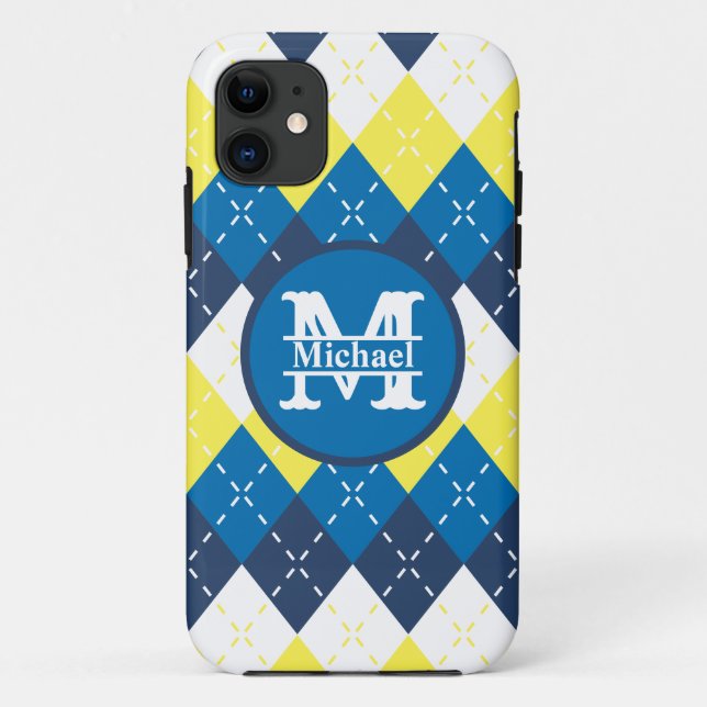 Coques Case-Mate iPhone Jacquard bleu, jaune et blanc Personnalisez (Dos)