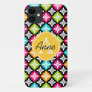Coque Case-Mate iPhone Jacquard coloré Motif floral Nom du monogramme
