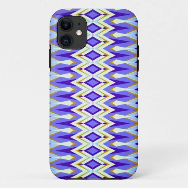 Coques Case-Mate iPhone Jacquard Motif géométrique bleu, orange et blanc (Dos)