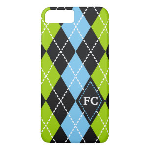 Coque Case-Mate Pour iPhone Jacquard motif noir, vert, bleu monogramme