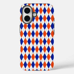 Coque Pour iPhone 16 Jacquard orange et bleu diamant