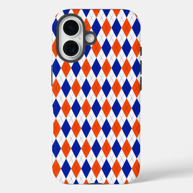 Coques Case-Mate iPhone Jacquard orange et bleu diamant (Verso)
