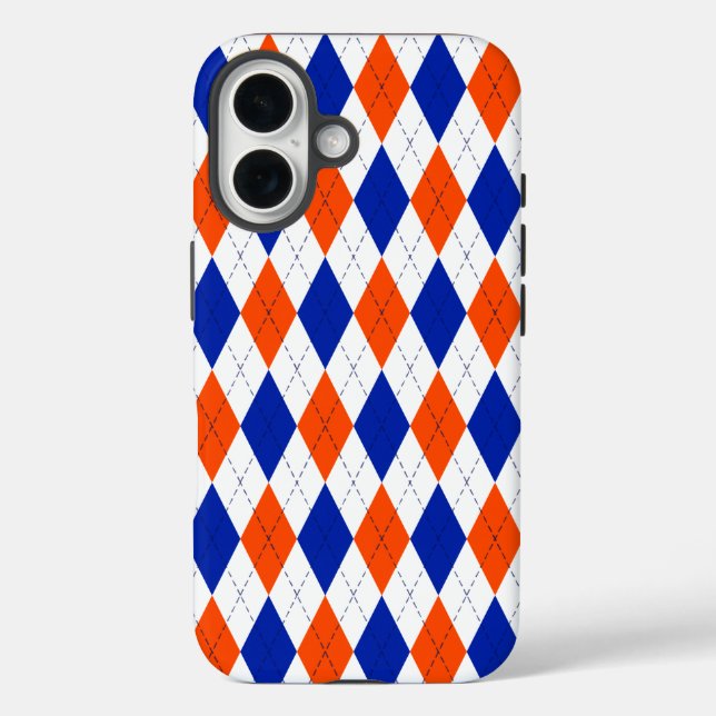 Coques Case-Mate iPhone Jacquard orange et bleu diamant (Verso)