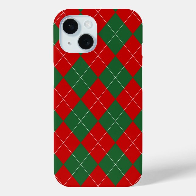 Coques Case-Mate iPhone Jacquard preppy Tartan Diamond Plaid Rouge Vert (Verso)