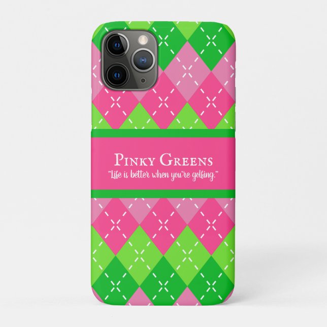Coques Case-Mate iPhone Jacquard rose et vert blanc Stitch Preppy Golf (Dos)