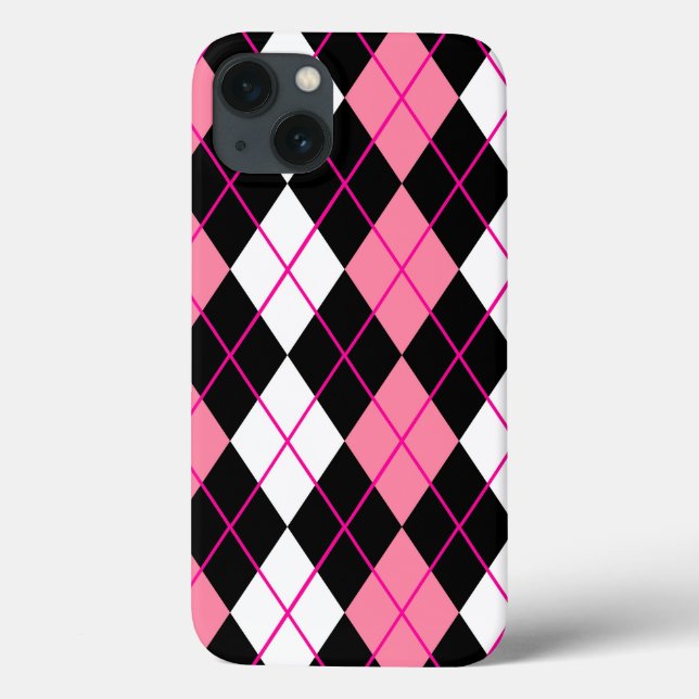 Coques Case-Mate iPhone Jacquard rose noir blanc Diamant Design (Verso)