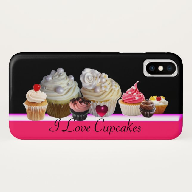 Coques Case-Mate iPhone J'ADORE DE LICIEUX CUPCAKES Rose,Fuchsia Blanc (Dos (Horizontal))