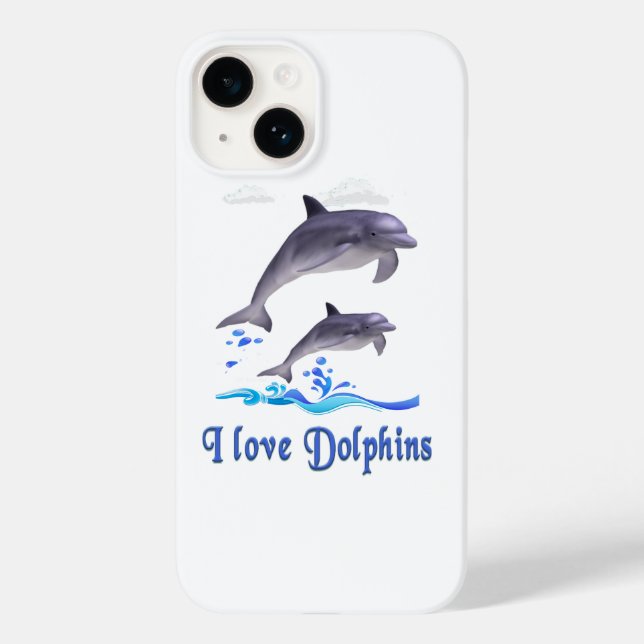 Coques Case-Mate iPhone J'adore l'étui Case-Mate pour iPhone 14 Dolphins (Verso)