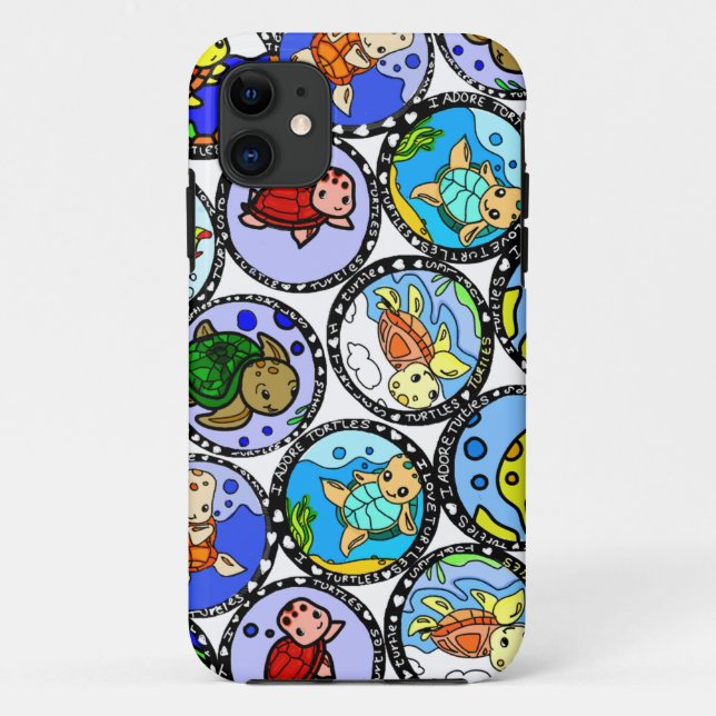Coques Case-Mate iPhone J'adore l'étui de téléphone tortues (Dos)