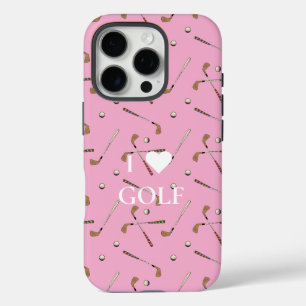 Coque iPhone 16 Pro J'aime le golf rose