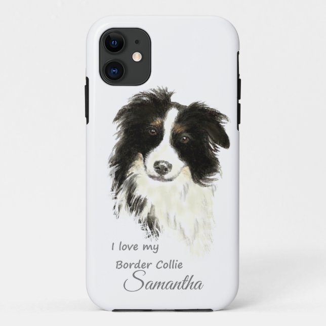 Coques Case-Mate iPhone J'aime ma bordure Collie Dog Citation Nom personna (Dos)