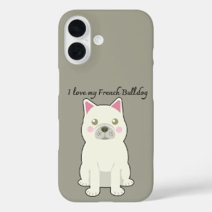 Coque Pour iPhone 16 J'aime mon Bouledogue Français
